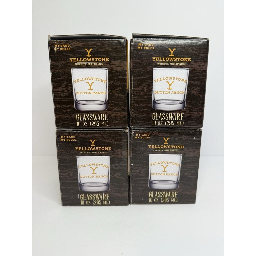 NEW 4‎ Yellowstone Dutton Ranch 10oz Clear Rocks Glass Whiskey Tumblers - Picture 2 of 5